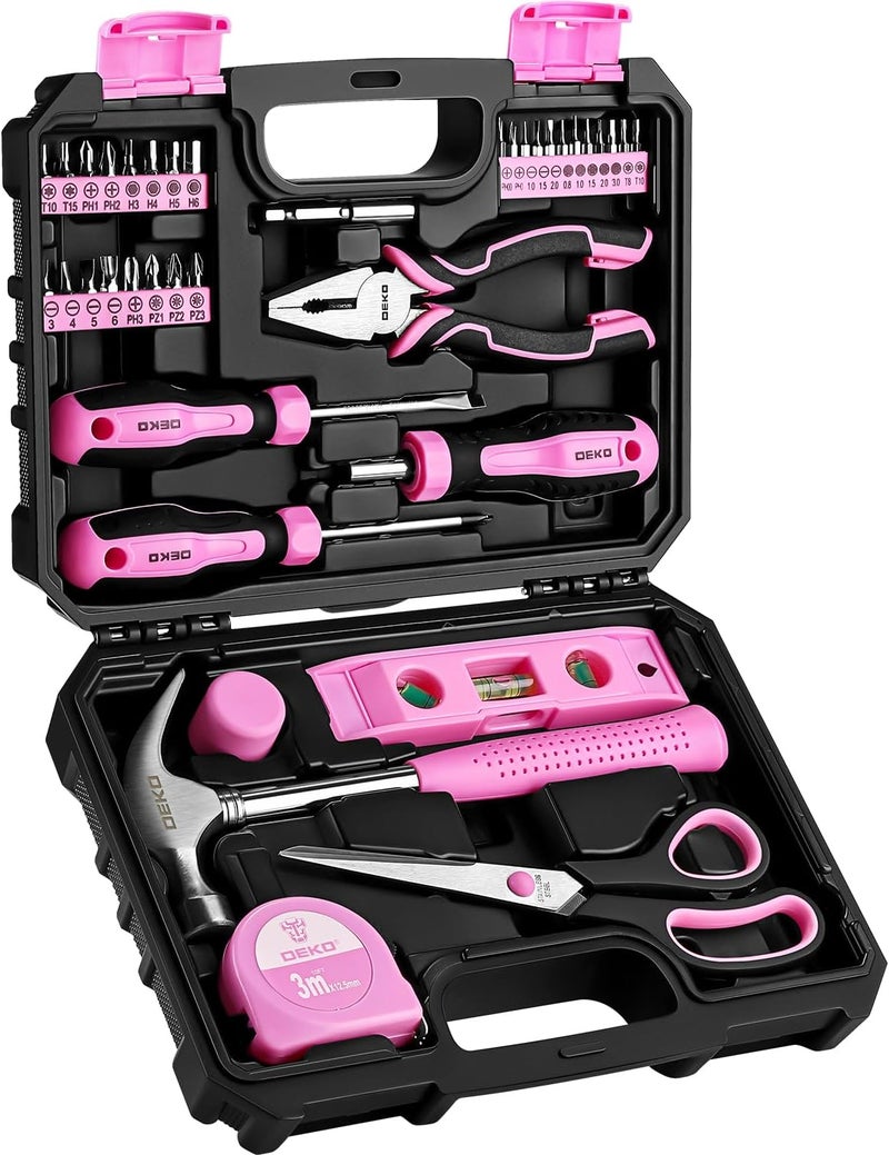 DEKOPRO Tool Set for Women: Pink Tool Set for Home Repair, Womens Tool Kit for All Purpose 42 Piece - Image 1